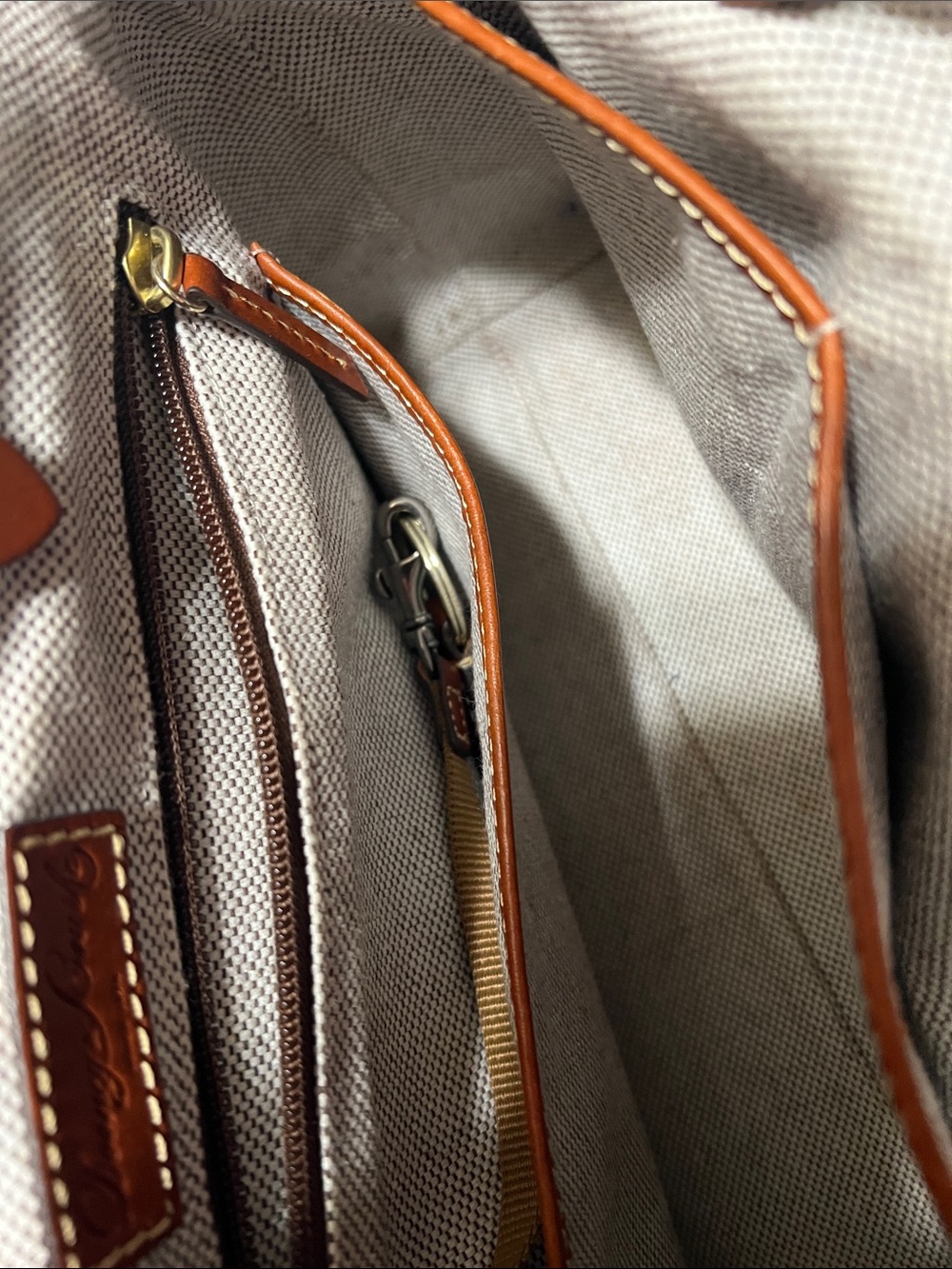 Dooney & Bourke Blue Pebbled Leather Satchel with Brown Trim - Picture 7 of 12
